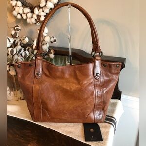 Frye Cognac Brown Leather Shoulder Tote